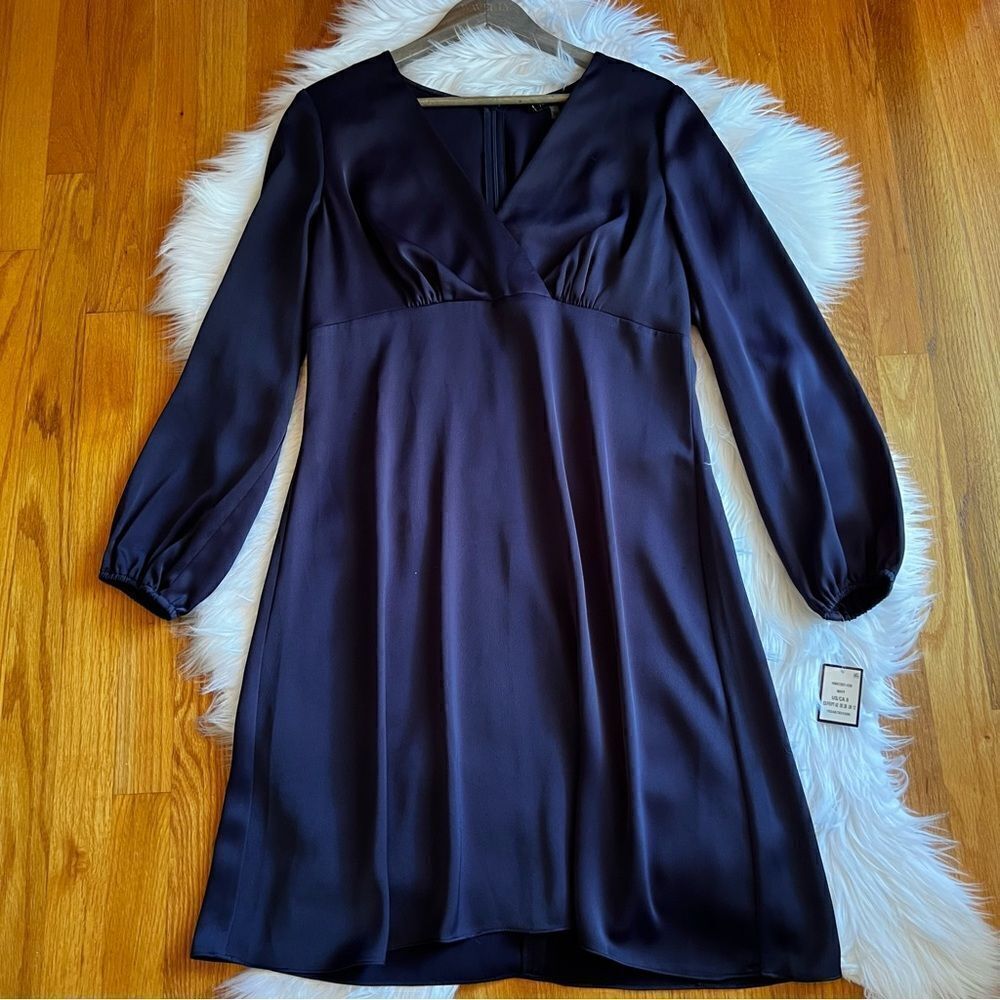 Nine West Navy Satin Midi Dress Size 8